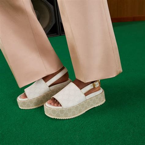 sandal gucci nữ trắng|Gucci platform sandals.